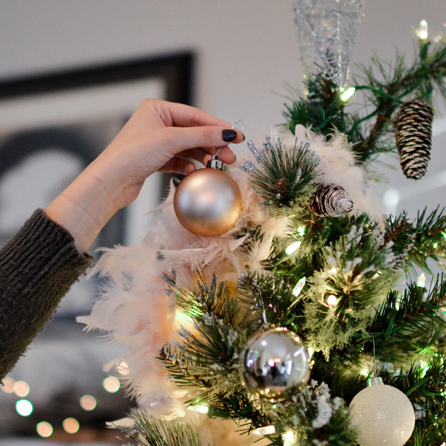 Albero Di Natale Fiorito Base Di Metallo 240cm