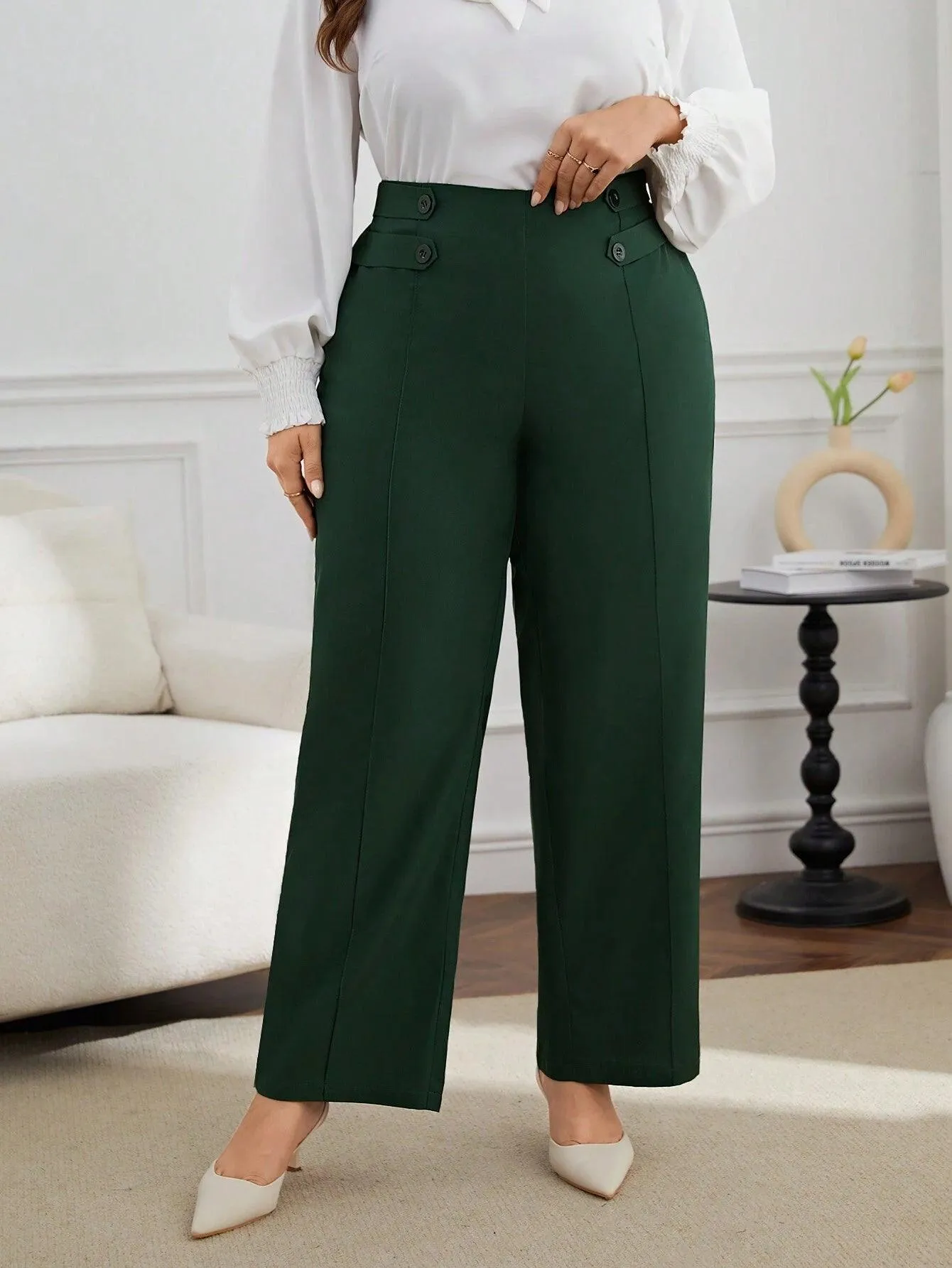 Calça De Alfaitaria Verde Plus Size - lolly