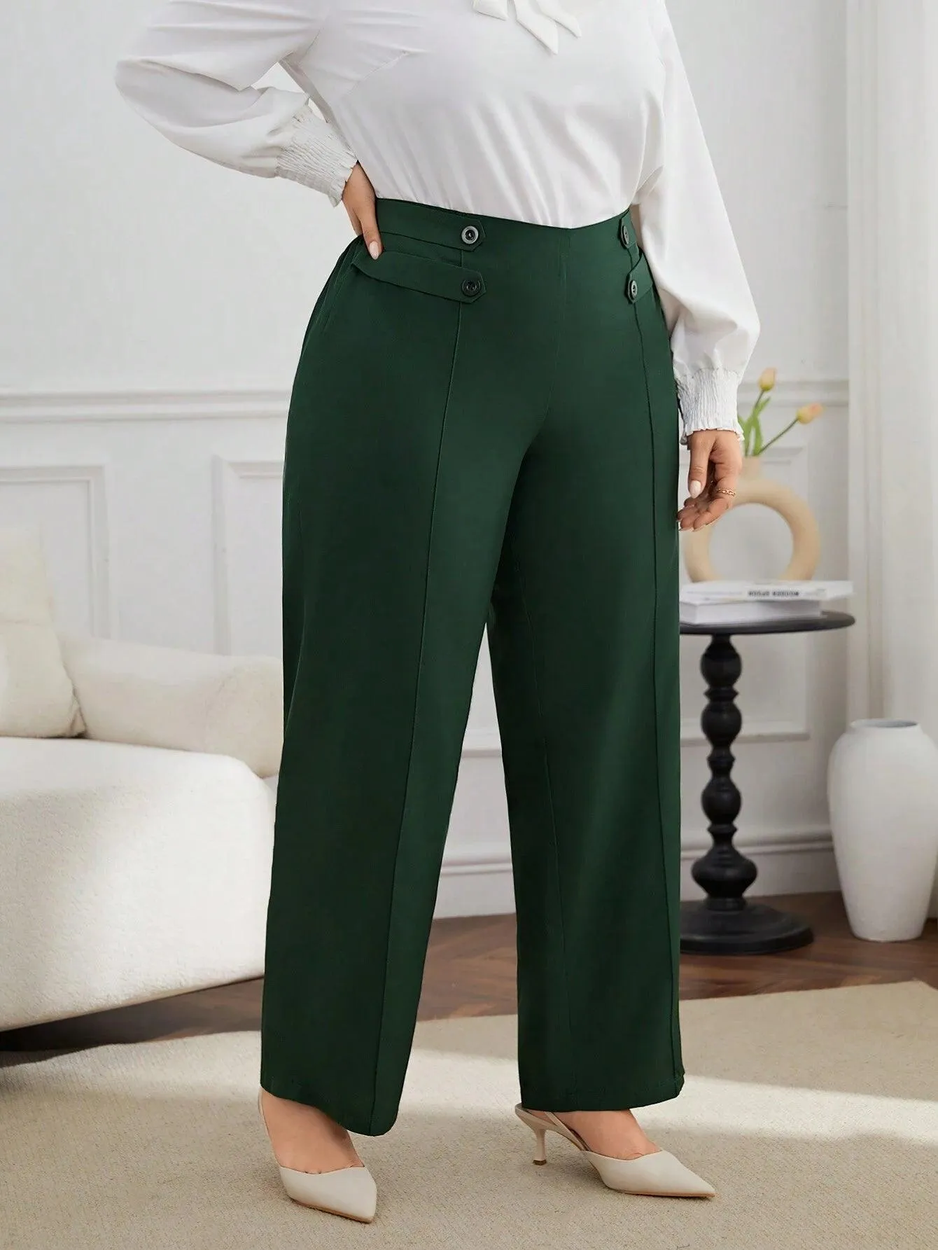 Calça De Alfaitaria Verde Plus Size - lolly