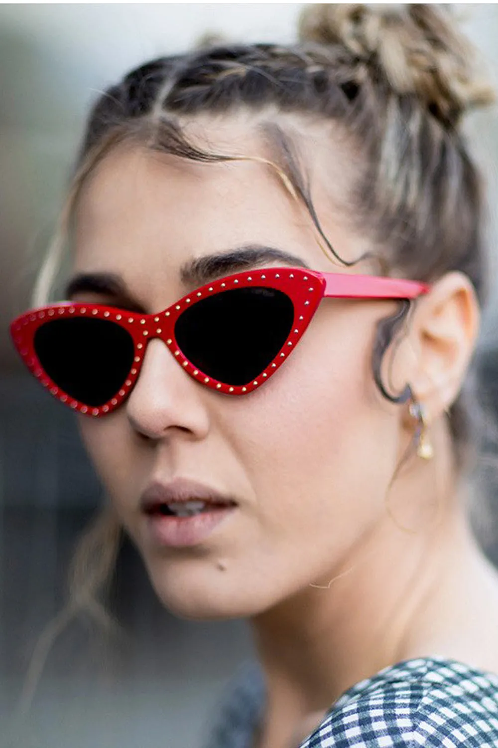 Cat Eye Sunglasses With Mini Gold Studs