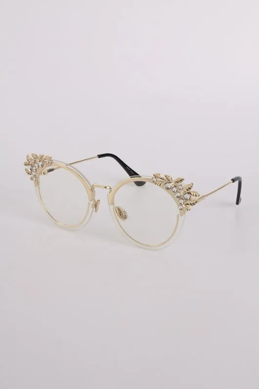 Cat Eye with Diamante Detailed Edges Sunglasses