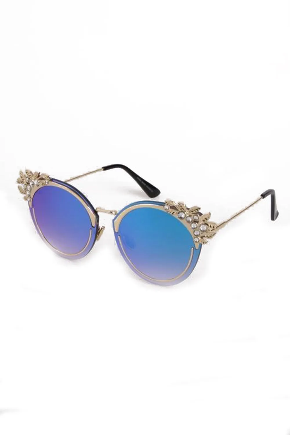 Cat Eye with Diamante Detailed Edges Sunglasses