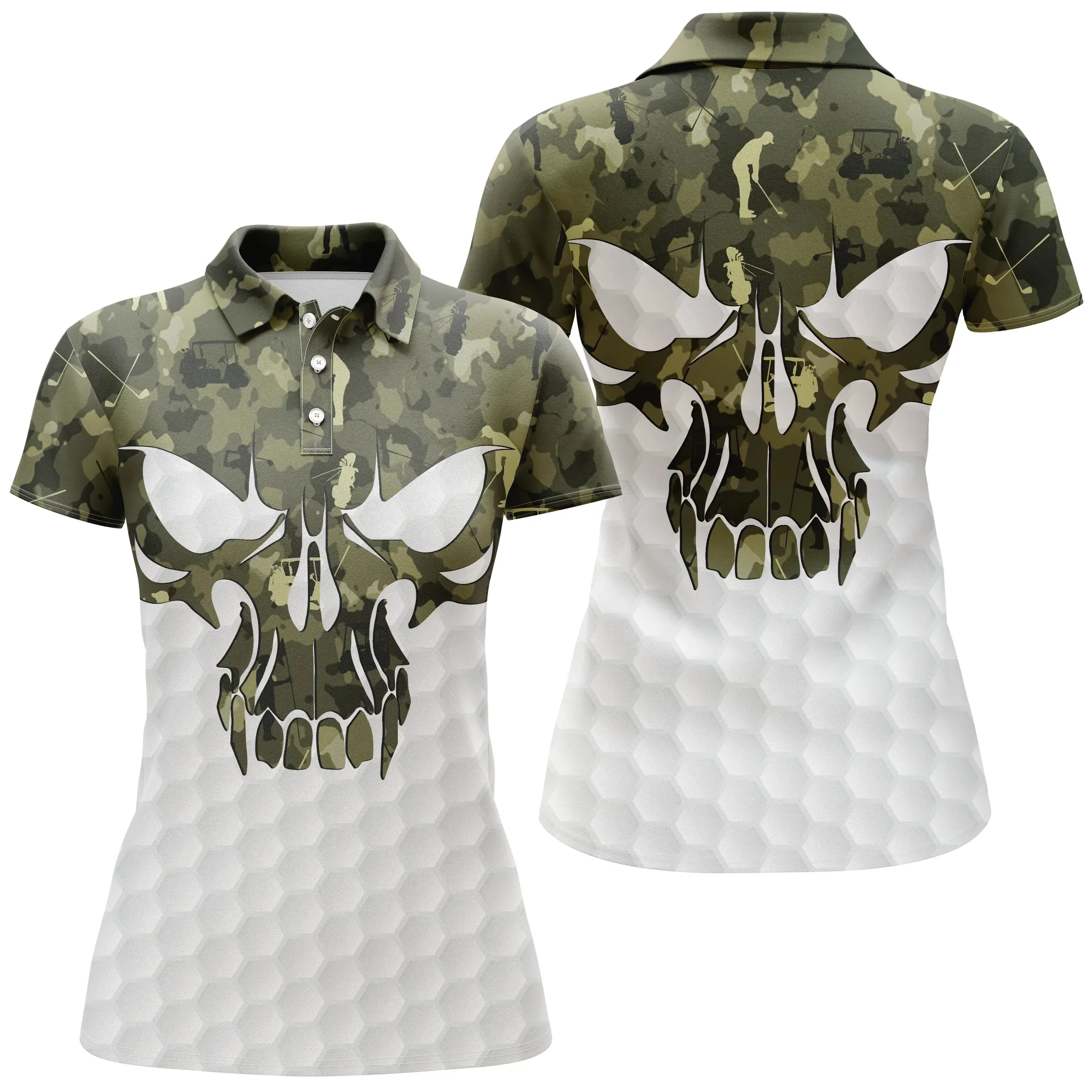 Chiptshirts - Polo De Golf, Cadeau Original Pour Fans De Golf, Polo de Sport Homme et Femme, Camouflage Golf, Crâne de Golf - CTS26052232