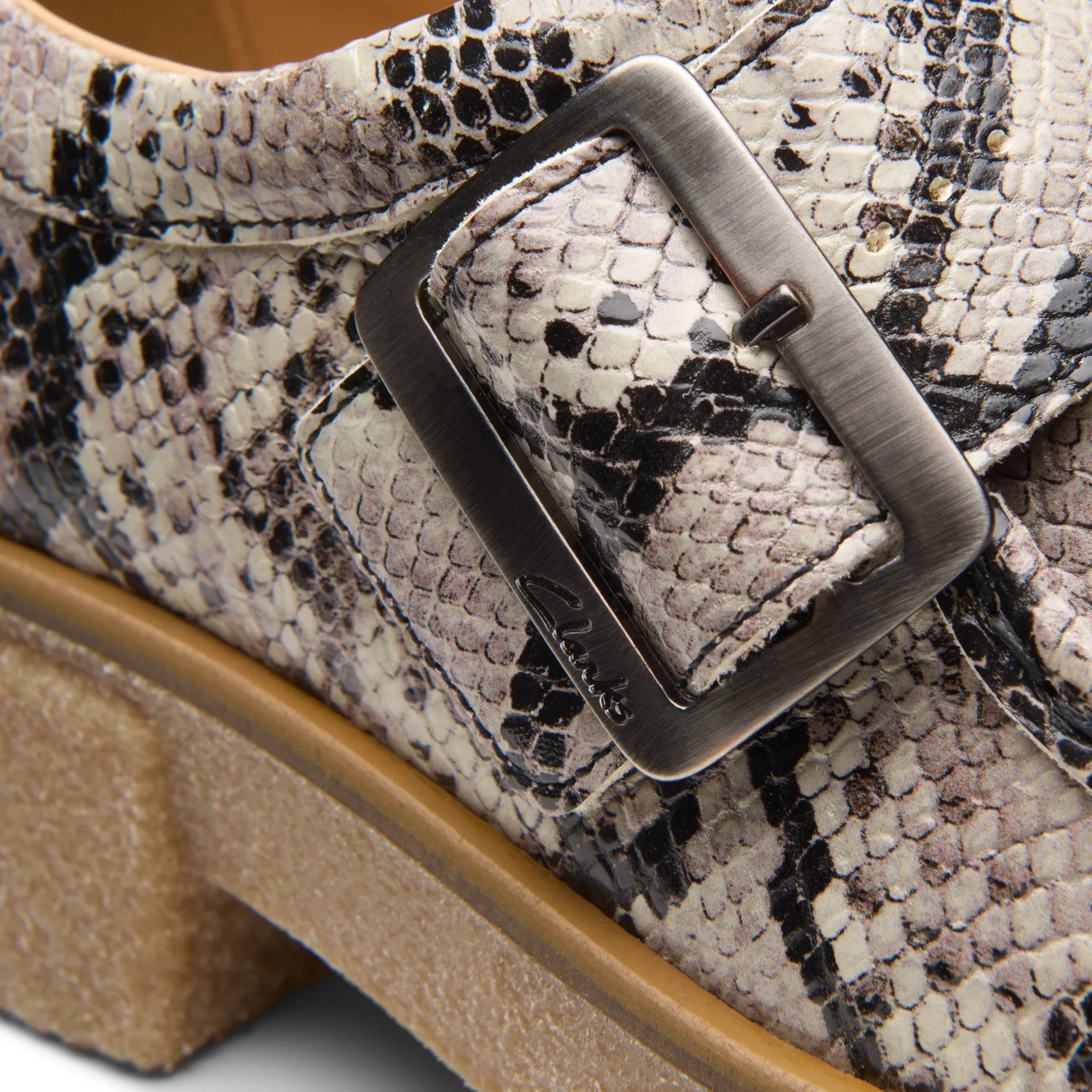 CLARKS | ZAPATOS CASUAL MUJER | LINOSO MONK GREY SNAKE LEATHER | GRIS