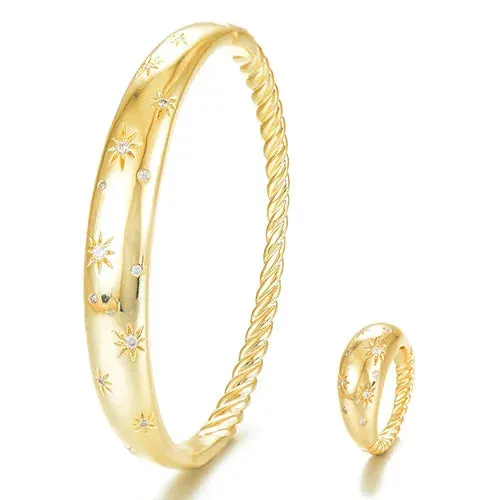 Classic punk finely carved Bangle Ring Sets for Women Wedding Dubai Bridal Bangle Ring Sets