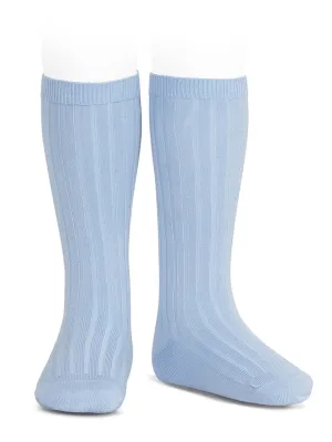 Condor blue ribbed knee socks