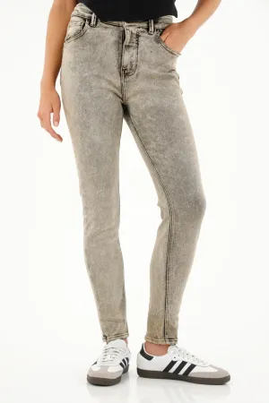 Jean Jegging tiro alto negro para mujer