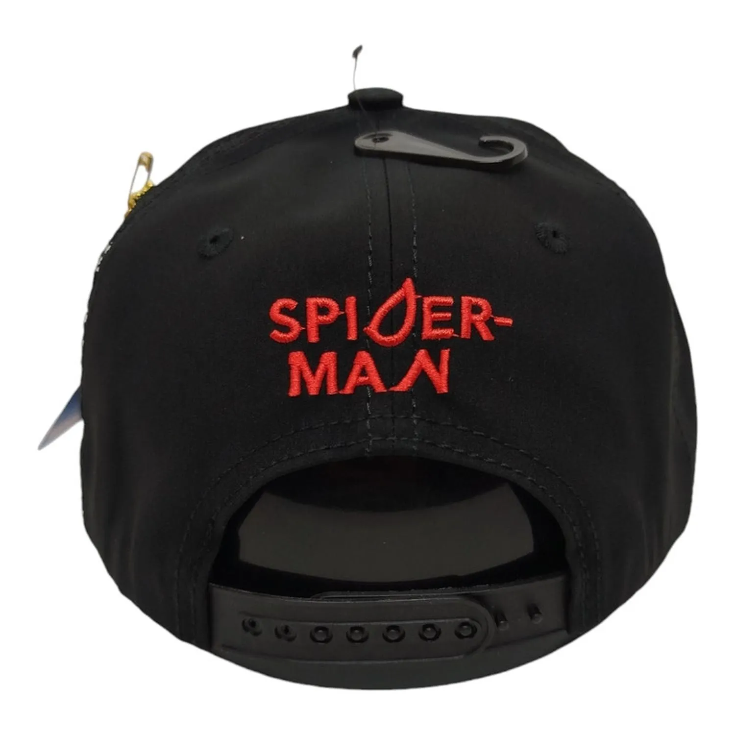 Kndit Caps Gorra Negra Con Gris Maya Negra Placa Plateada Mate Logo Araña Telaraña Spider-Man