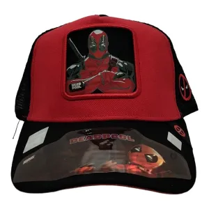 New Arrival Kndit Caps Gorra Roja Con Red Negra Deadpool Brazos Cruzados Marvel Comics