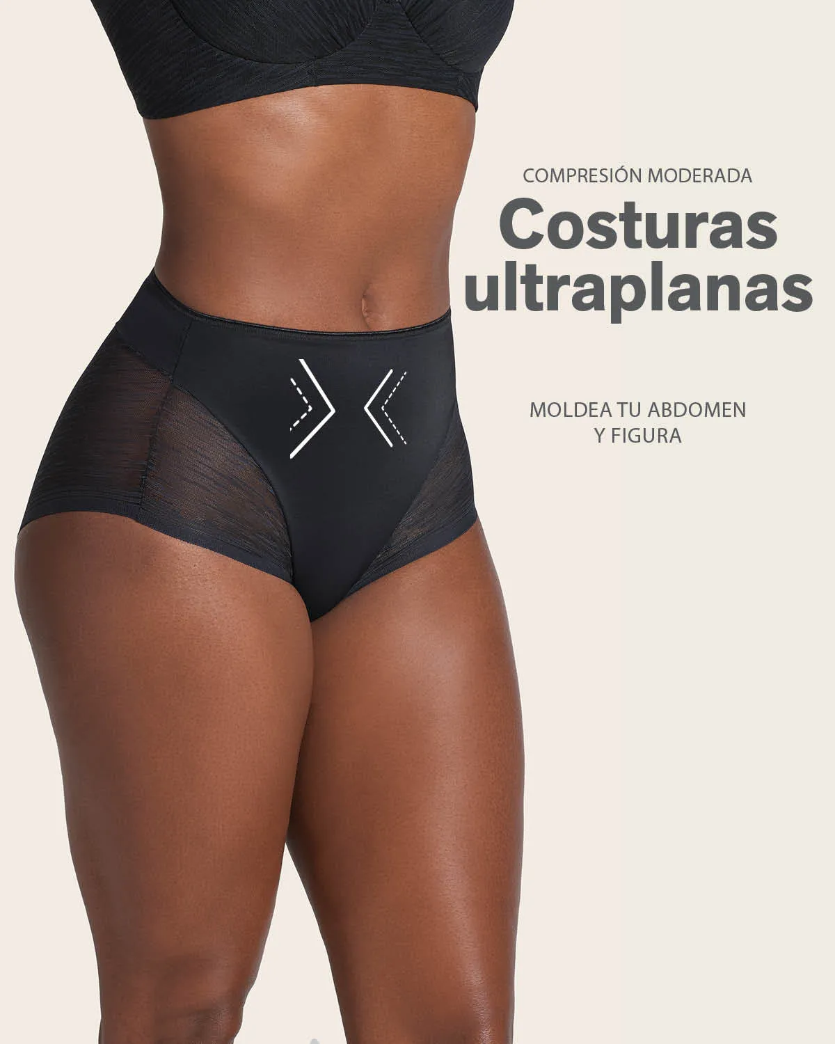 Panty faja clásico invisible con transparencias en glúteos y laterales