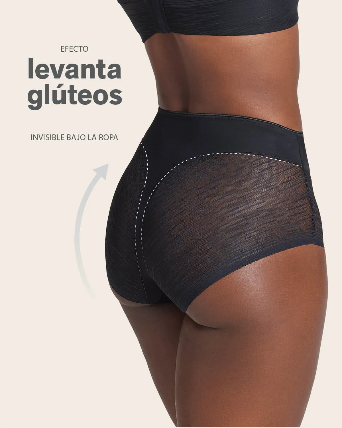 Panty faja clásico invisible con transparencias en glúteos y laterales