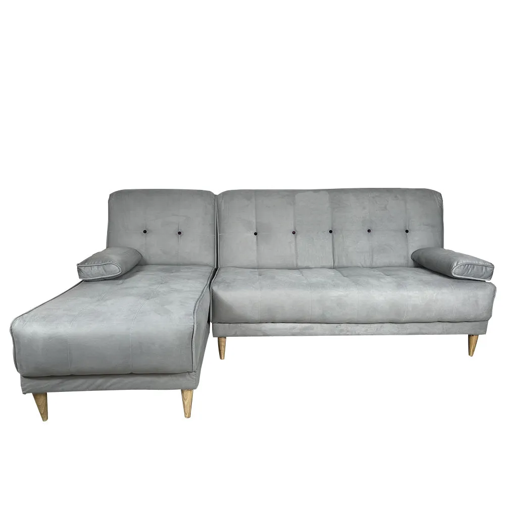 Sofa en L Cama Kei Tela Plata