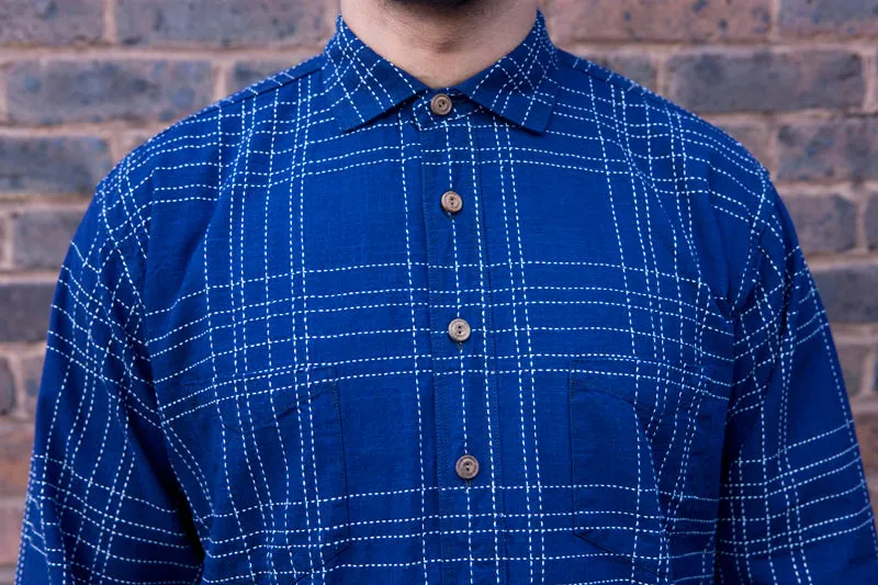 Sugar Cane ‘Fiction Romance’ Check Workshirt - Indigo