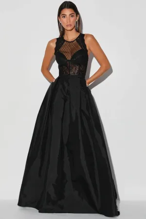 VESTIDO HALIA NEGRO CON TRASPARENCIAS