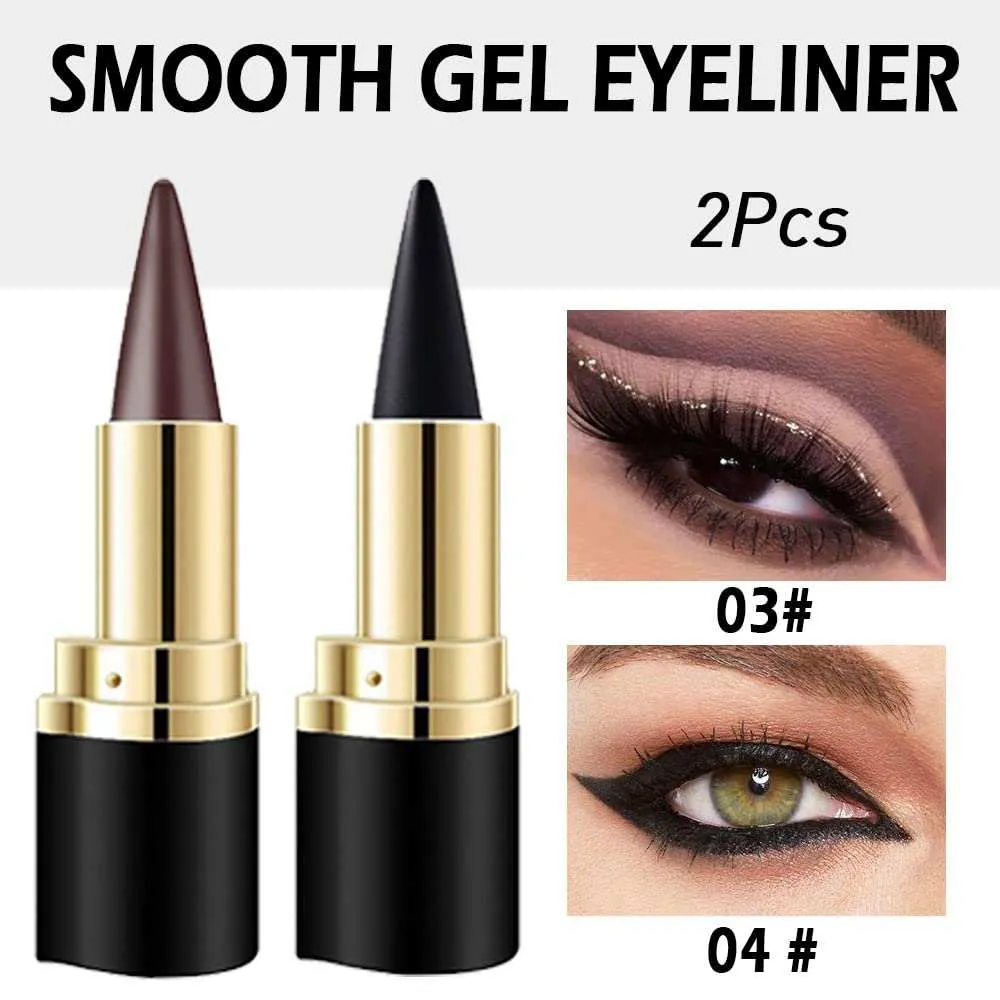 Waterproof Black & Brown Gel Eyeliner Pencil Set - 2pcs